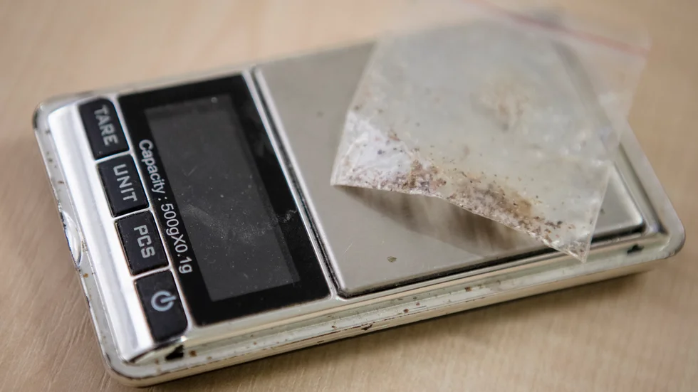0,10 gram kokain fanns i påsen som polisen hittade i mannens byxficka. Bilden visar ett annat beslag. 