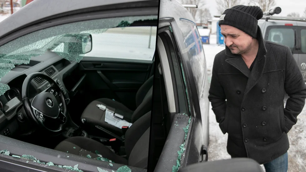 I hela Sörmland har ett stort antal företagsbilar utsatts för inbrott där både tankkort och serviceböcker stulits. Här syns en företagsbil i Högbrunn i Nyköping.