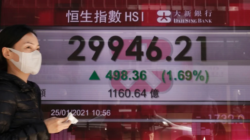 Hongkongbörsens Hang Seng-index tar ett skutt uppåt. Arkivbild.