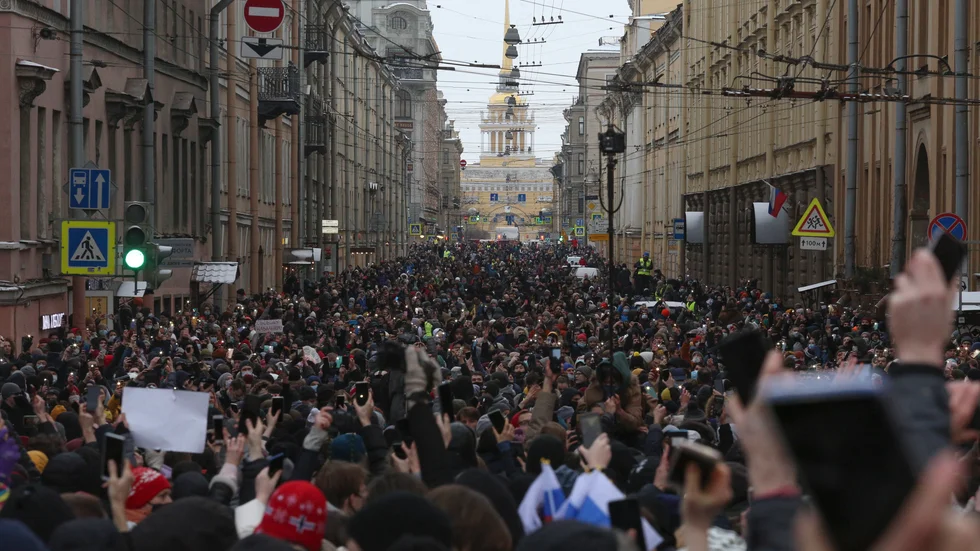 Navalnyjanhängare protesterade i Sankt Petersburg i helgen.