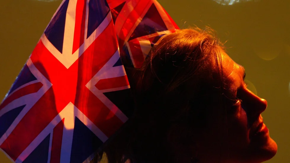 Ett brittiskt Eurovision-fan vid en tidigare upplaga av musiktävlingen. Arkivbild.
