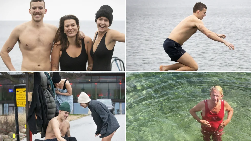 Oskar Persson, Ellen Kanellos och Ella Bergman är några av alla personer som älskar att bada i havet. Magnus Ehrborg Sundblad, längst ner till höger, är även en rutinerad året runt-badare. 