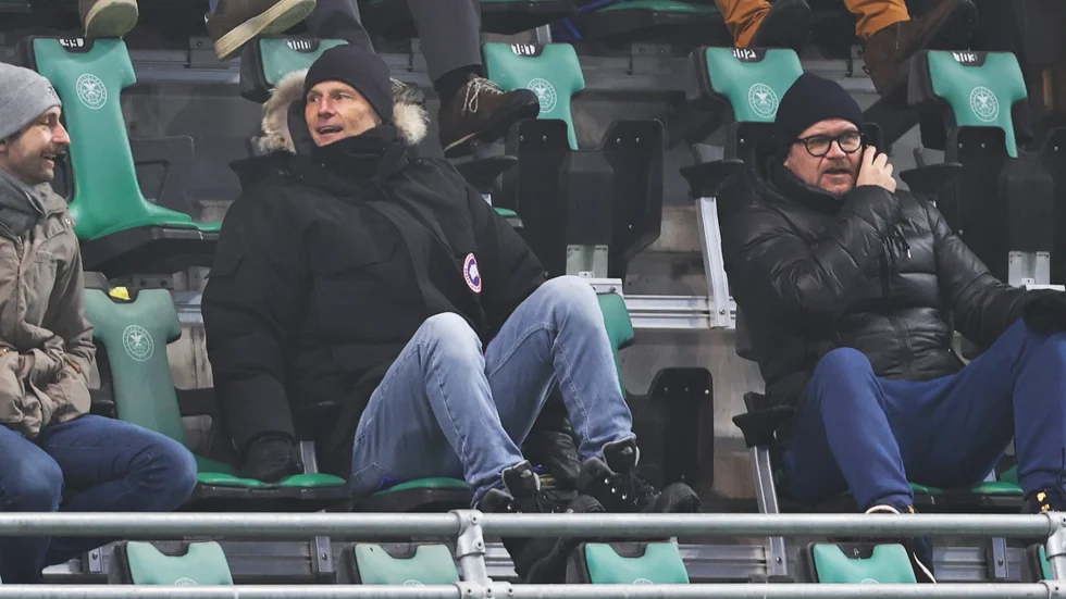 Ståle Solbakken på läktaren under matchen mellan HamKam och Lillestrøm i söndags. Arkivbild.