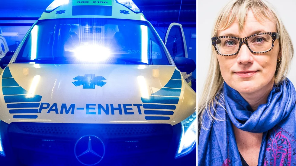 Region Stockholm har infört psykiatriska ambulansen (PAM), för personer med psykisk ohälsa. Till höger Malin Sjöberg Högrell (L), ordförande i sjukhusstyrelsen i Region Uppsala.
