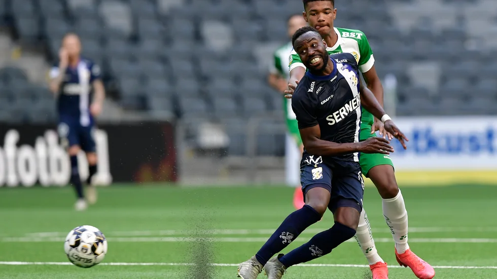 Emi Roback gjorde ett framträdande i Hammarbys A-lag i tävlingssammanhang. Här i inhoppet mot IFK Göteborg i cupkvartsfinalen. Arkivbild.