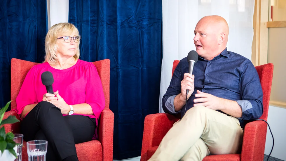 Eva Nypelius (C) och Peter Lindvall, fotograferade under Mediabaren Special i höstas.