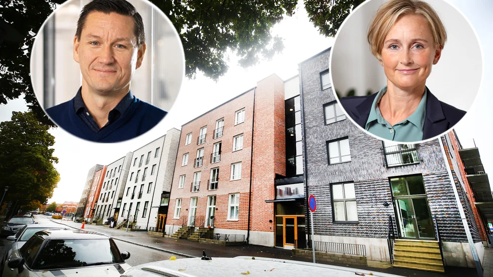 "Vi har en stark tro på Eskilstuna och ambitionen är att vi framöver ska fortsätta växa och vara med och bidra till stadens vision år 2030", säger Fredrik Årman. Till höger Stina Lindh Hök, vd för Nyfosa.