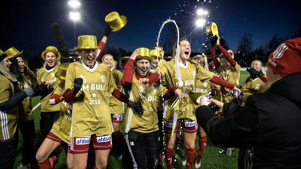 SM-guldet 2018 var förstås något alldeles extra och publiken var stor på matcherna, men kanske har Piteåborna tröttnat på toppfotboll. Det spel som bjuds i år är trots allt av hög klass. (Arkivbild)

