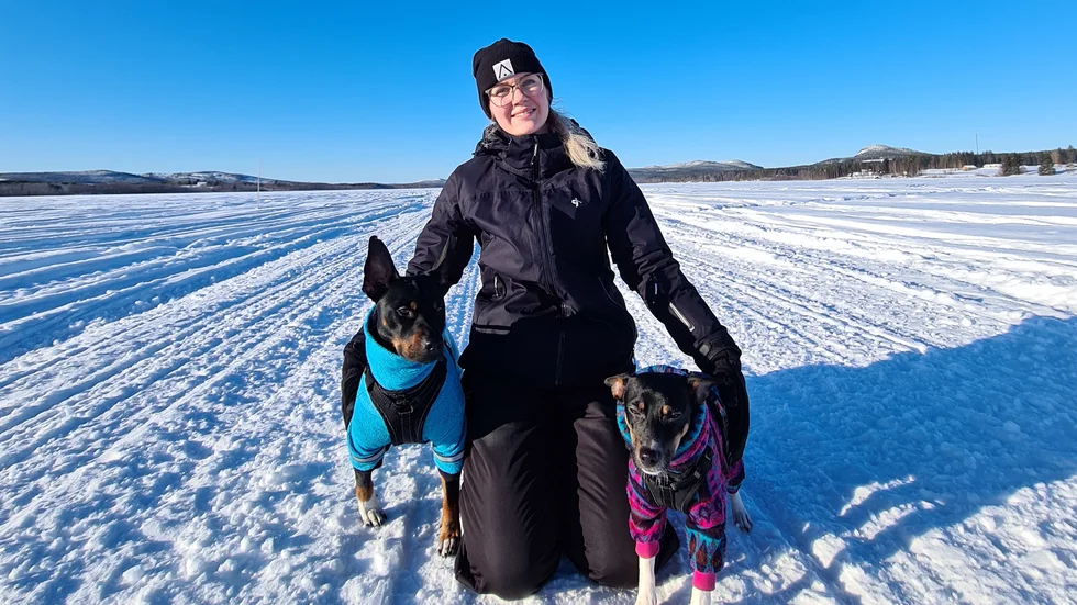 Emmy Engström och hennes hundar Scott och Charlie kommer att hålla sig till skoterspår på land från och med nu.