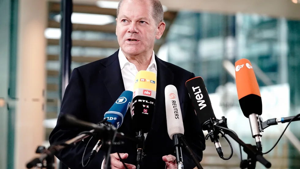 Tysklands finansminister Olaf Scholz tror det dröjer till början av 2022 innan tysk ekonomi återhämtat sig från coronakrisen. Arkivbild