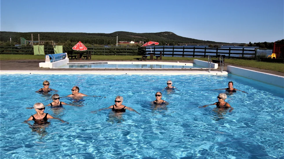 Gänget i poolen.