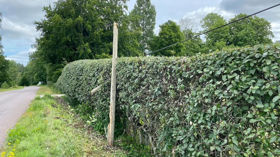 Någon har kolliderat med en telefonstolpe längs Bygatan och sedan avvikit från platsen.