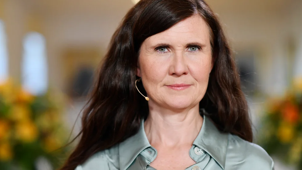 Miljöpartiets språkrör Märta Stenevi (MP) inför sitt tal på Almedalsveckan.