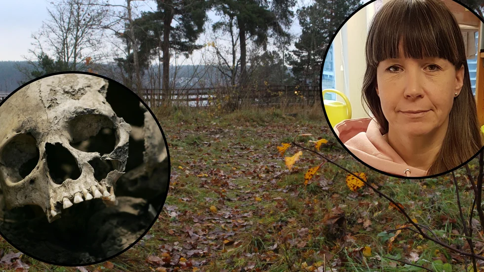 Forntida avrättningsplatser, som den i Ulvhäll, har länge varit förknippade med folktro, det berättar arkeologen Emma Karlsson. Dödskallen är från ett annat sammanhang.