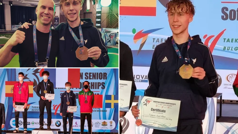 Frederik Emil Olsen fick fira ett brons med tränaren Niklas Andersson. Det trots att det blev walk over i semifinalen. 