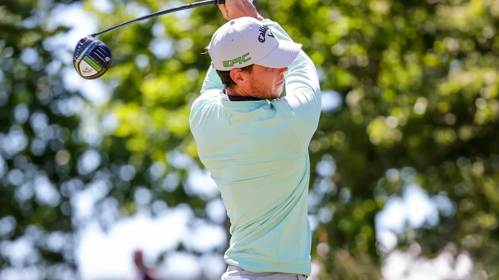 Kristoffer Broberg leder Dutch Open överlägset inför söndagens fjärde och sista runda. Arkivbild.