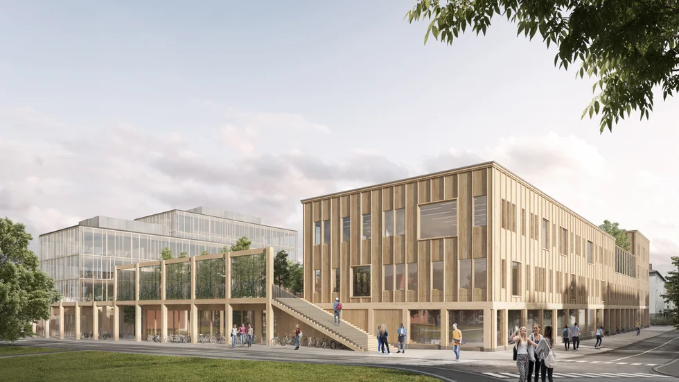 Ungefär så här såg målbilden ut för Nya Kungsbergsskolan för några år sedan. Nu är det högst osäkert om det alls blir någon ny skola och det beskedet har sannolikt påverkat både söktryck och lärarflykt, tror Elias Aguirre (S) ordförande i barn och ungdomsnämnden.