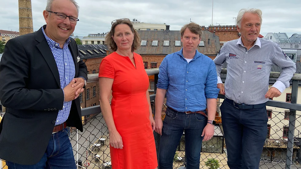 Pontus Lindblom, näringslivsdirektör, Anna Thörn, kommundirektör, Olle Vikmång, kommunstyrelsens ordförande och Reidar Svedahl, kommunalråd presenterade näringslivssatsningarna på tisdagen.