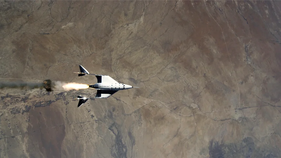 Virgin Galactics rymdfarkost under sin testfärd den 22 maj.