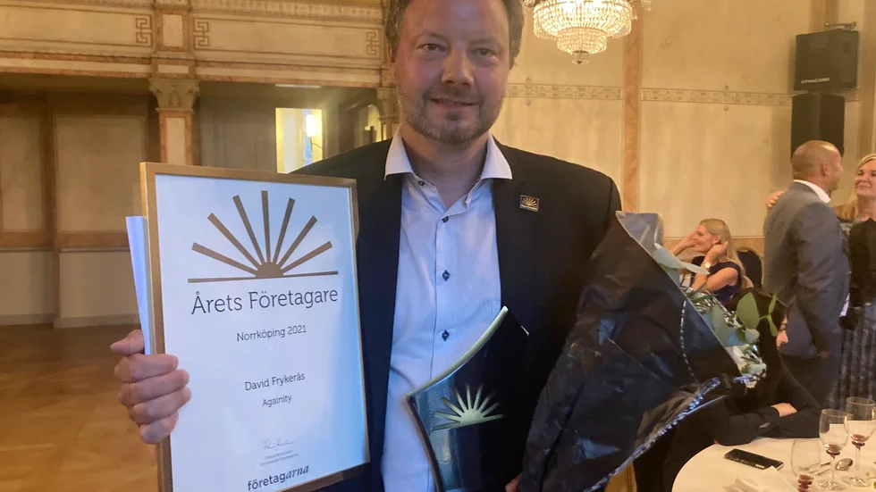 David Frykerås, vd och ägare till Againity, är årets företagare i Norrköping. Utmärkelsen delades ut vid en ceremoni i Stadshuset på onsdagen.