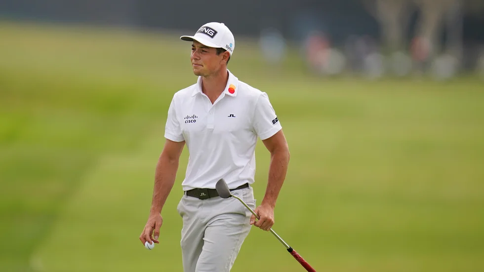 Norges Viktor Hovland har tvingats bryta US Open. Här syns han under den första rundan i torsdags.