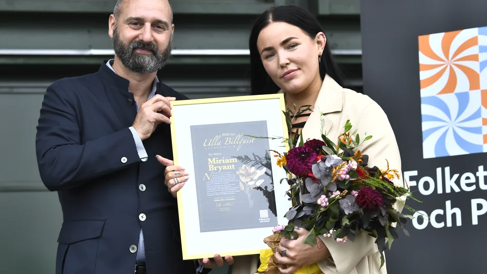 Calle Nathanson, vd för Folkets Hus och Parker, tillsammans med Miriam Bryant vid utdelningen av Ulla Billquist-stipendiet 2020. Arkivbild.