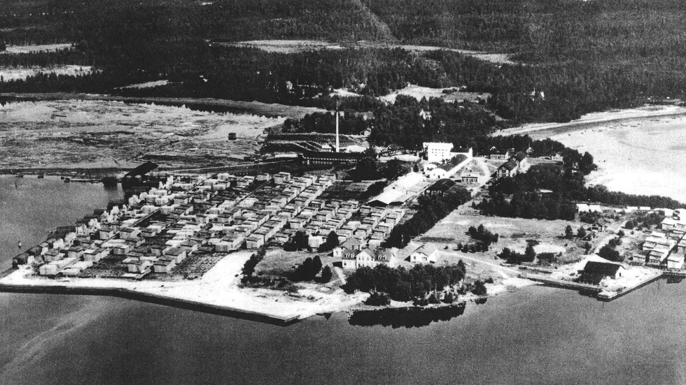 Flygfoto över Törefors. Bilden är från 1940-talet då samhället livnärde en stor del av bygdens befolkning.