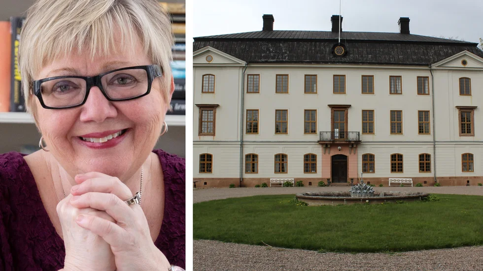Vadstenabon Christina Lindaryd är nu aktuell med en ny bok om en familj som levde på Ljungs slott. Denna gång står yngsta dottern Märtha i fokus. Pressbild och arkivbild (slottet). Bilden är ett montage.