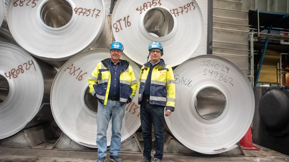 Projektledarna Bengt Jansson och Håkan Brink i de nygamla lokalerna där Gränges i Finspång ska samla sin verksamhet på ett bättre sätt än tidigare.