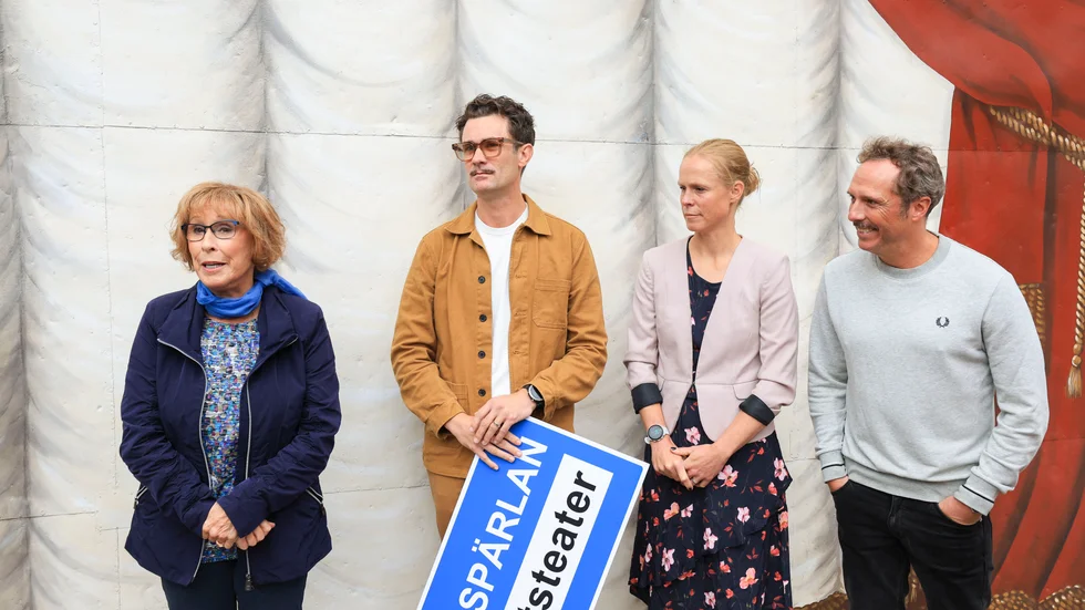 Eva Rydberg, Robert Rydberg, Birgitta Rydberg och Kalle Rydberg under pressträffen på tisdagen.