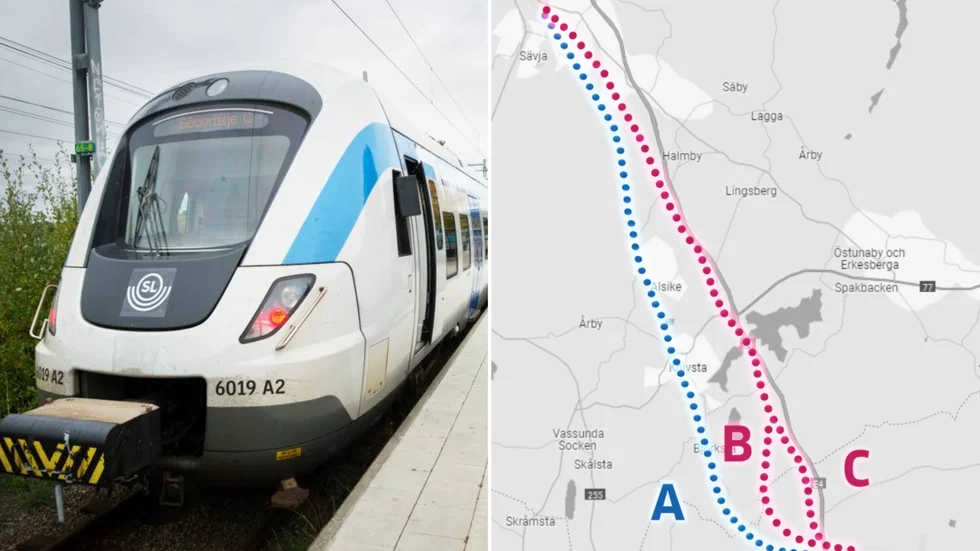 Alla alternativ som placerade de två nya spåren öster om E4 valdes bort av Trafikverket. Nu svarar man på varför. På kartan syns de tre alternativ som nu finns kvar att välja mellan.