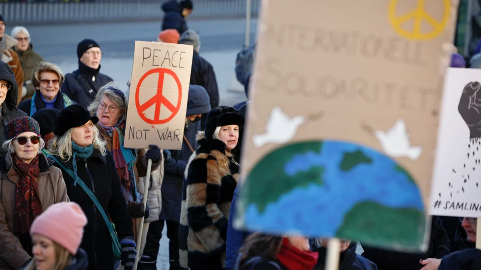 Demonstration för mot Rysslands krig, arrangerad av bland annat Svenska Freds.