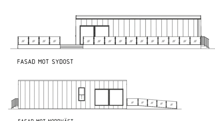 Restaurangbyggnaden sett från två håll. Den ska ha en stor terrass.