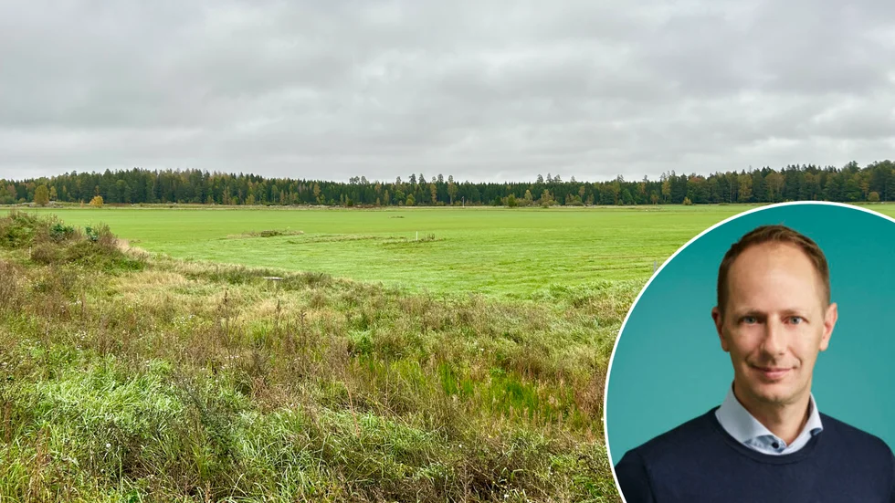Framtiden för en solcellspark på Sunds gärde är oviss. På bild ses också Peter Braun. 