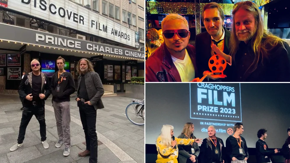 Regissören Titus Paar från Norrköping, Andreas Feix som skapat dinosaurieeffekterna  och skådespelaren Urban Bergsten tog emot priset på Discover Film Awards på Prince Charles Cinema i London.