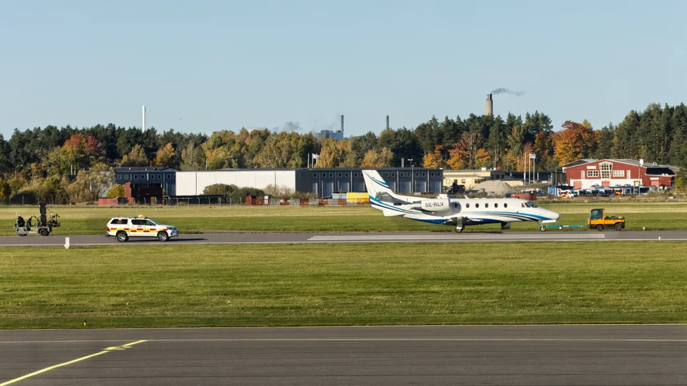 Här spelas nya "Strul" in vid flygplatsen i Norrköping.