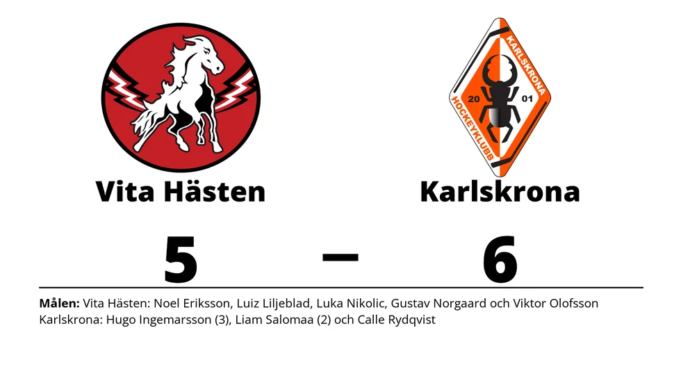 HC Vita Hästen förlorade mot Karlskrona HK