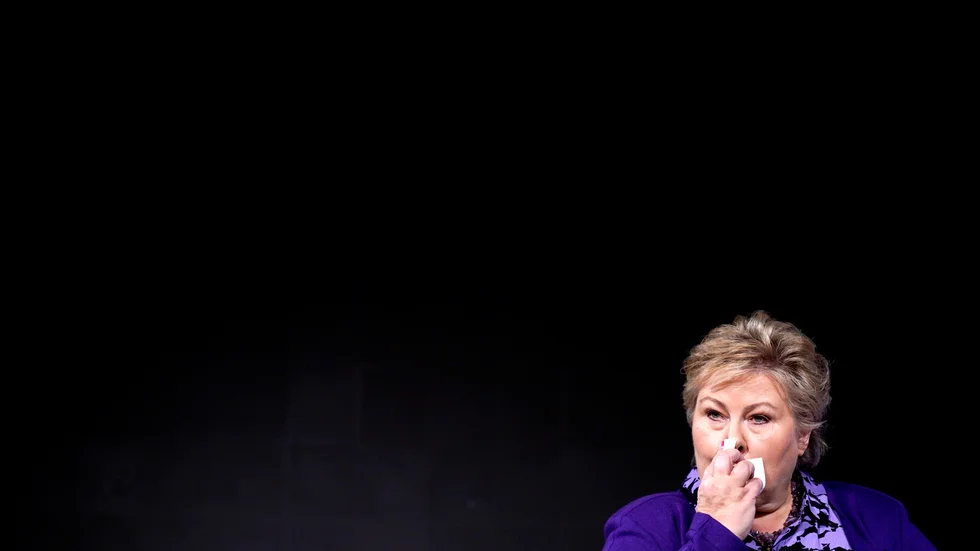 Erna Solberg på fredagen.