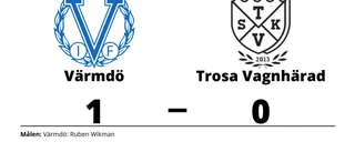 Förlust med 0-1 för Trosa Vagnhärad mot Värmdö