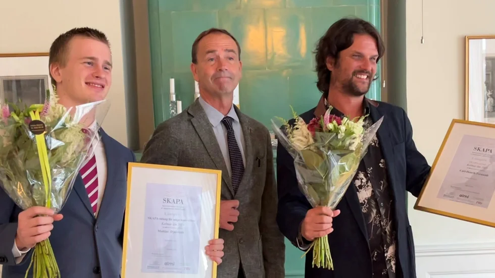 Mattias Djurstedt från Cresponix AB, landshövding Allan Widman och Carl-Henrik Fernandi från Fernandi innovation AB. 