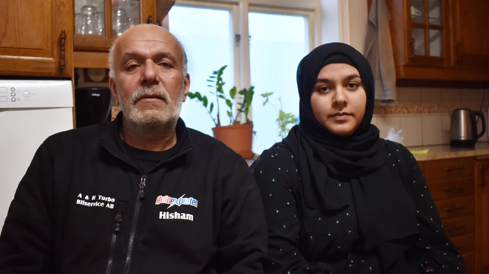 "All we can do is talk about the situation," says Hisham Eltoum, pictured here with his daughter, Amna Altoom.