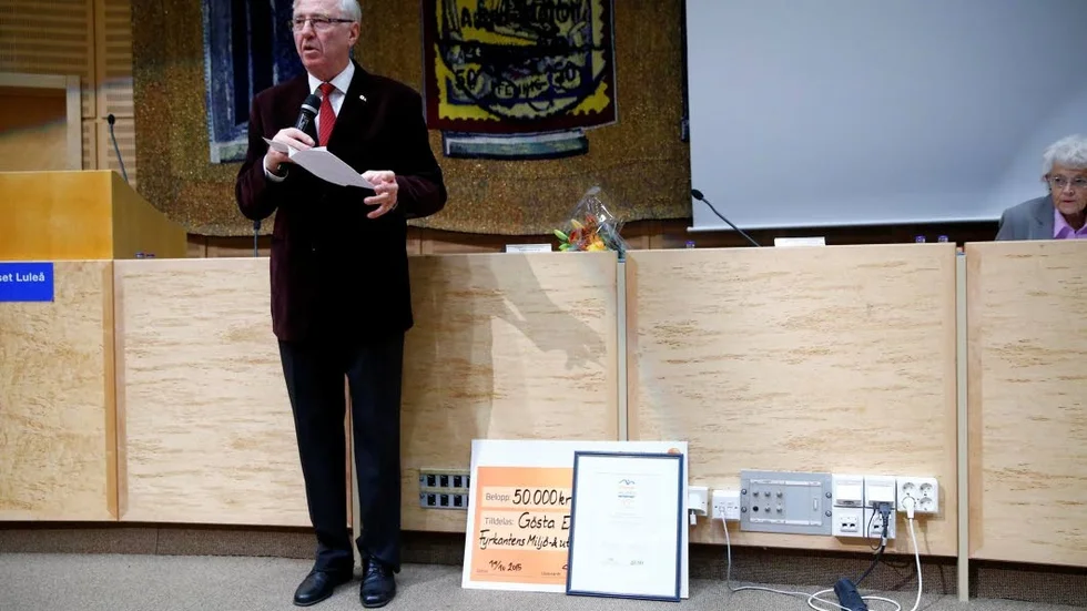 Prisad. Gösta Eriksson fick Norrbottens miljöpris 2015. I sitt tacktal uttryckte han bland annat farhågor för det framtida klimatet.