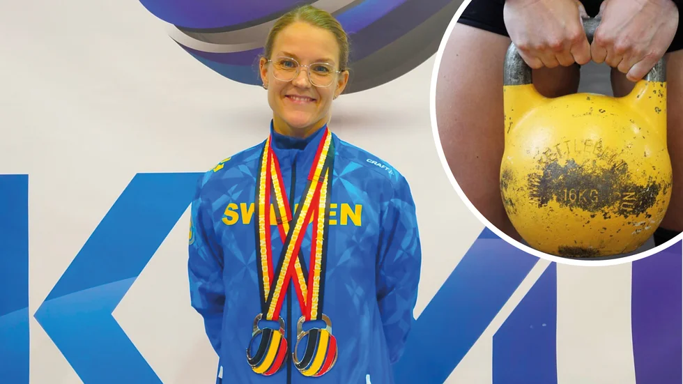Elin Sehlberg från Piteå tävlar för Girevik Vikings Kettlebell Club.