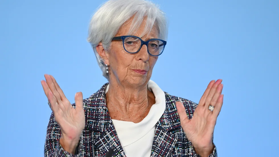 Europeiska centralbanken (ECB), med chefen Christine Lagarde, väntas leverera årets tredje räntesänkning på torsdag. Arkivbild