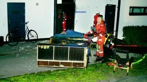Uppehållsrum totalförstört. Efter en brand i ett uppehållsrum på Folkhögskolan i Gamleby totalförstördes rummet av brand och rökskador. Foto: Leif Pettersson