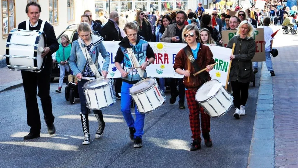 Många tågade genom Västervik på lördagen.