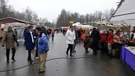 Vägen upp till Folkets Hus kantades av marknadsknallar.