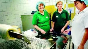 Nya tillagningsmetoder. Gittan Svanberg, Britt-Marie Bergs och Inga-Lill Johansson är nyblivna kollegor. De har nyligen lärt sig processen hur man lagar och kyler ned mat till tre plusgrader. Då bevaras näringsämnen och smak på bästa sätt.