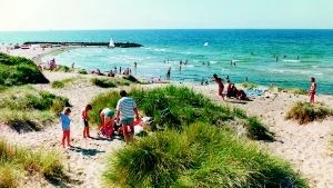 Strandliv. När vädret tillåter är strandlivet på Liseleje härligt. Foto: Pressens Bild
