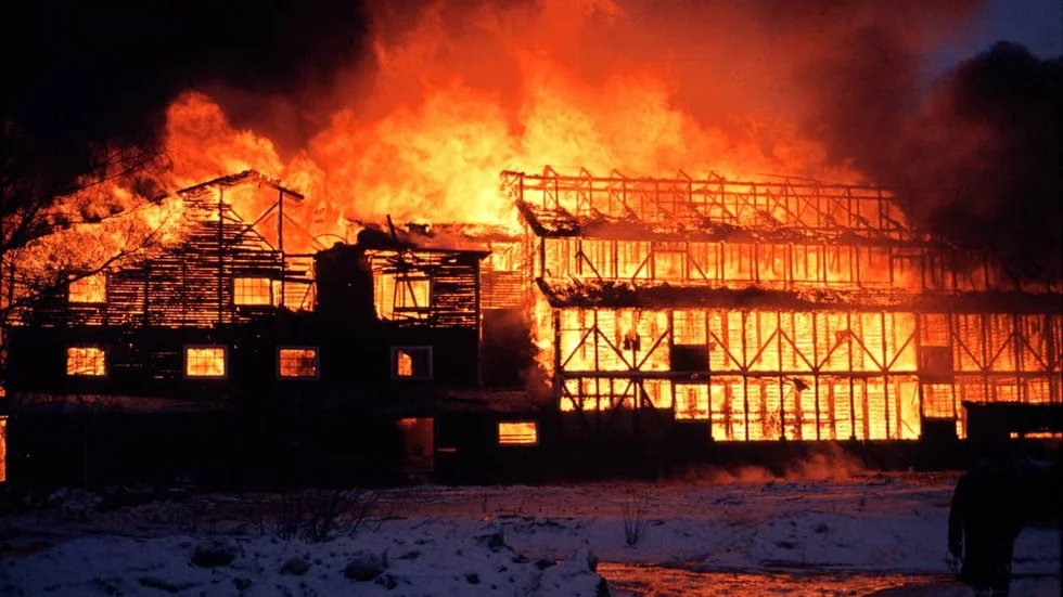 Karleby tegelbruk förvandlades till ett eldhav vid en brandövning.